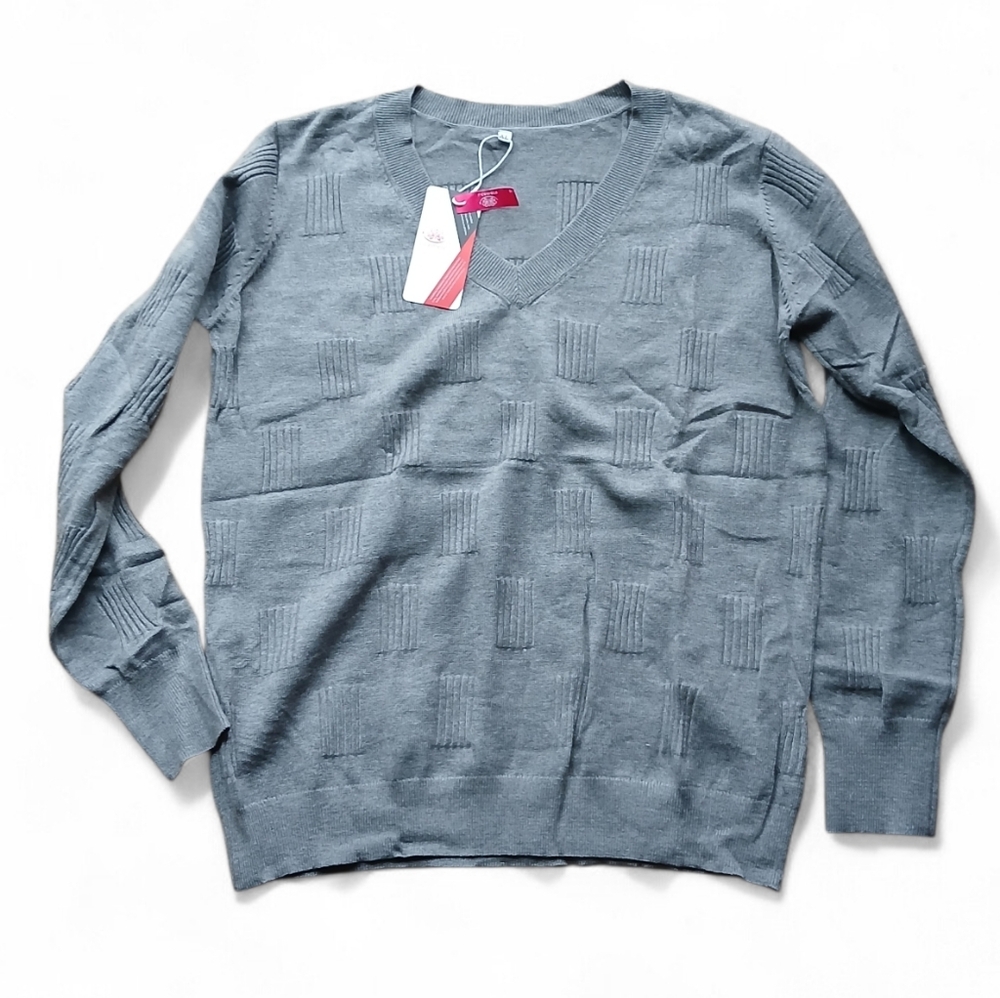Licemere Men's Size XL Gray V-Neck Sweater